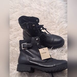 Brand New George Girl's Black Ankle/Combat Boots